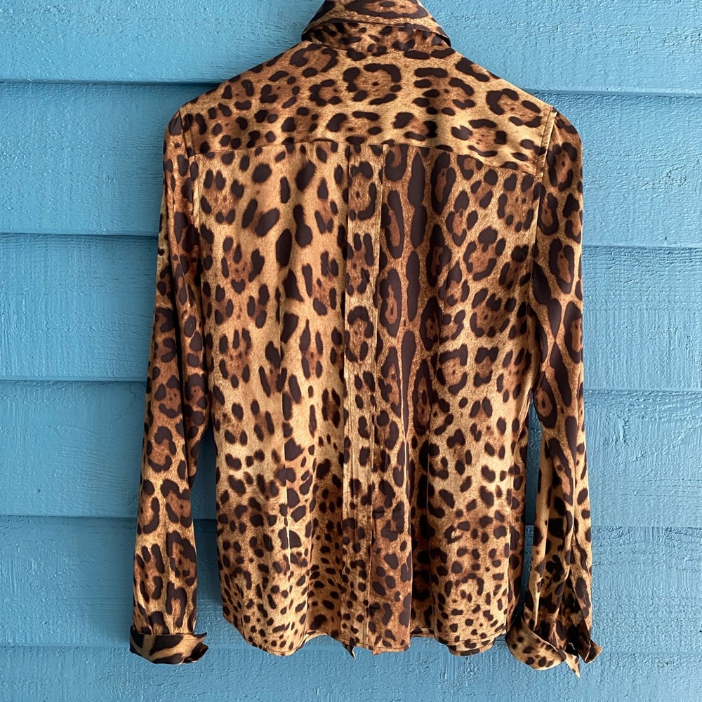 Leopard Print Button-Up Blouse - Brown - Picture 10 of 10